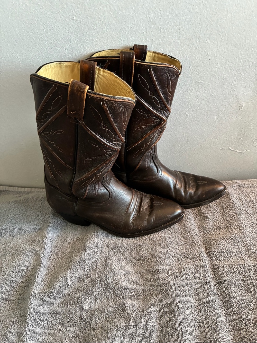 ACME Men's Dark Brown Leather Western Pull-On Boots